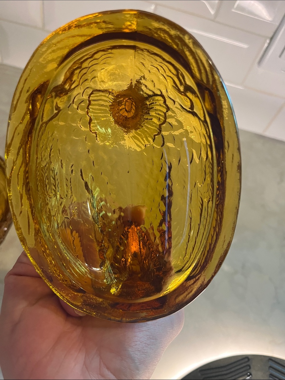Indiana Glass Amber Hen on Nest Beaded Nest Candy Dish Vintage Farmhouse Decor - Picture 7 of 7
